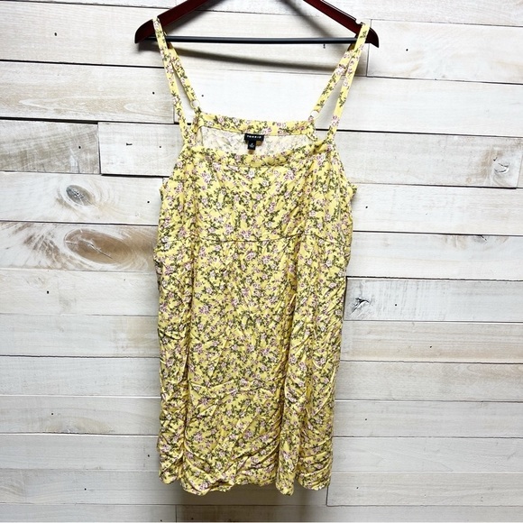 Torrid Dress Womens 2X Yellow Floral Mini Challis Sundress Pockets - Picture 3 of 13